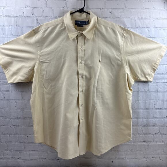 Polo Ralph Lauren Blake Cotton Button Up Shirt Mens Size XXL Yellow Short Sleeve - Picture 2 of 12